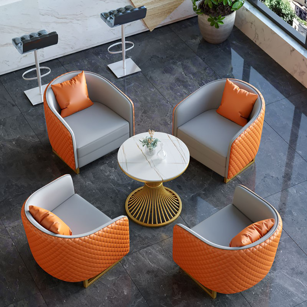 Josie 輕奢會客洽談桌椅組合 茶几一桌四椅(沙發椅/單人