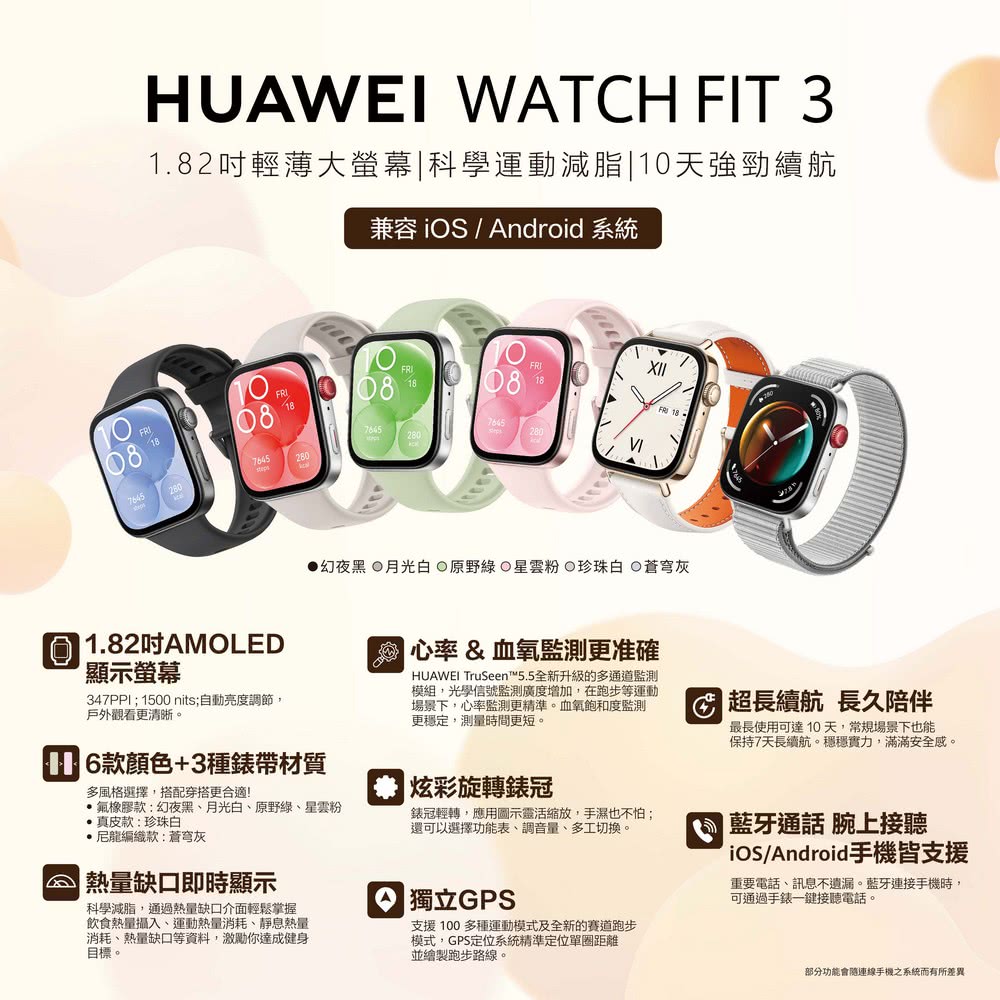 HUAWEI 華為 WATCH Fit 3 GPS 健康運動