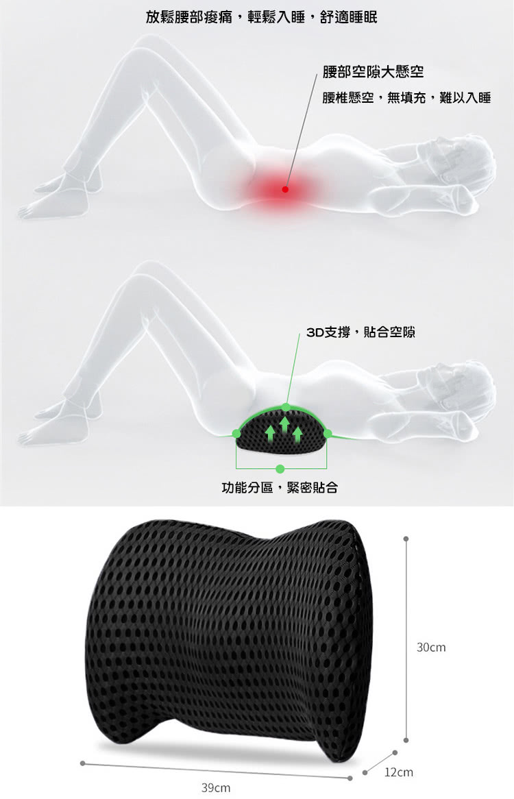 QIDINA 2入 4D質感網格透氣記憶棉車用辦公尾椎枕-C