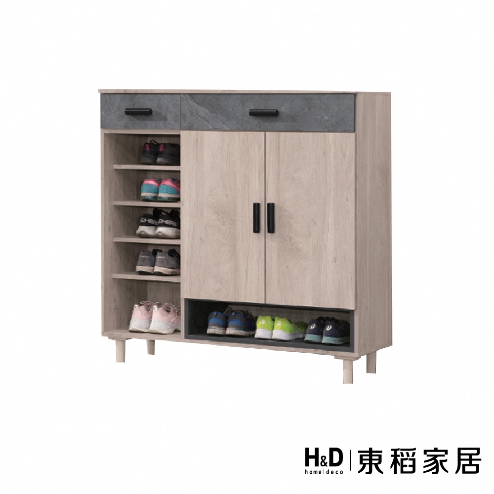 H&D 東稻家居 橡木雙色鞋櫃4尺(TKHT-07167)優