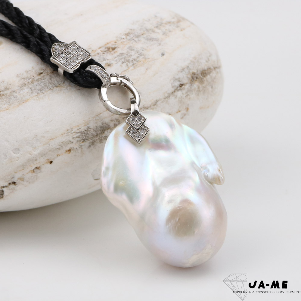 JA-ME 天然巴洛克珍珠極光大顆項鍊 菱形優惠推薦