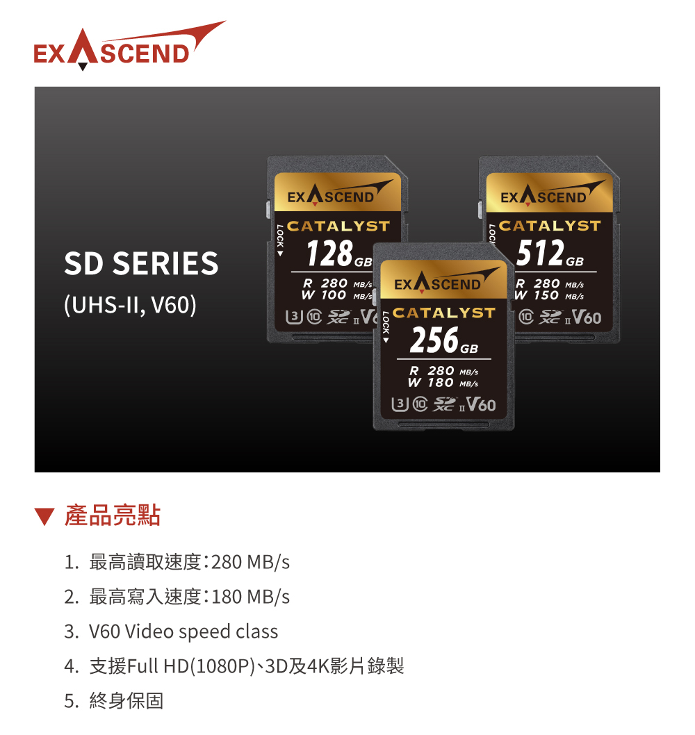 Exascend Catalyst V60 高速SD記憶卡 