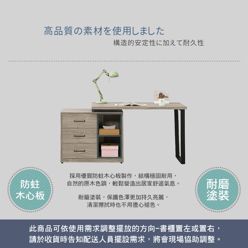 BODEN 凱德4尺工業風多功能L型伸縮書桌/工作桌/辦公桌