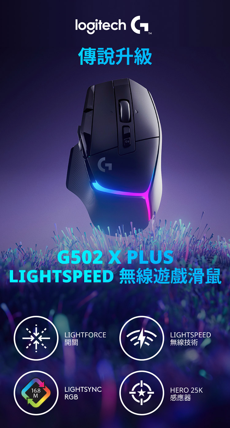 傳說升級 LIGHTSPEED 無線遊戲滑鼠 開關 無線技術 感應器 