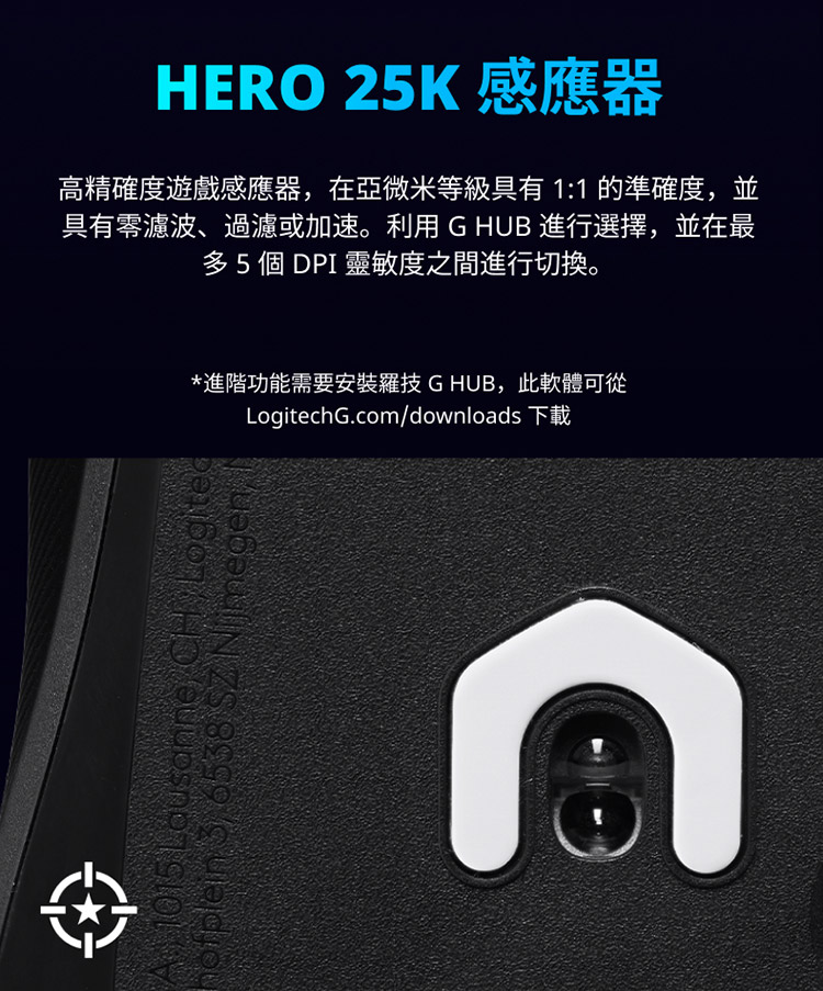 具有零濾波、過濾或加速。利用G HUB 進行選擇,並在最