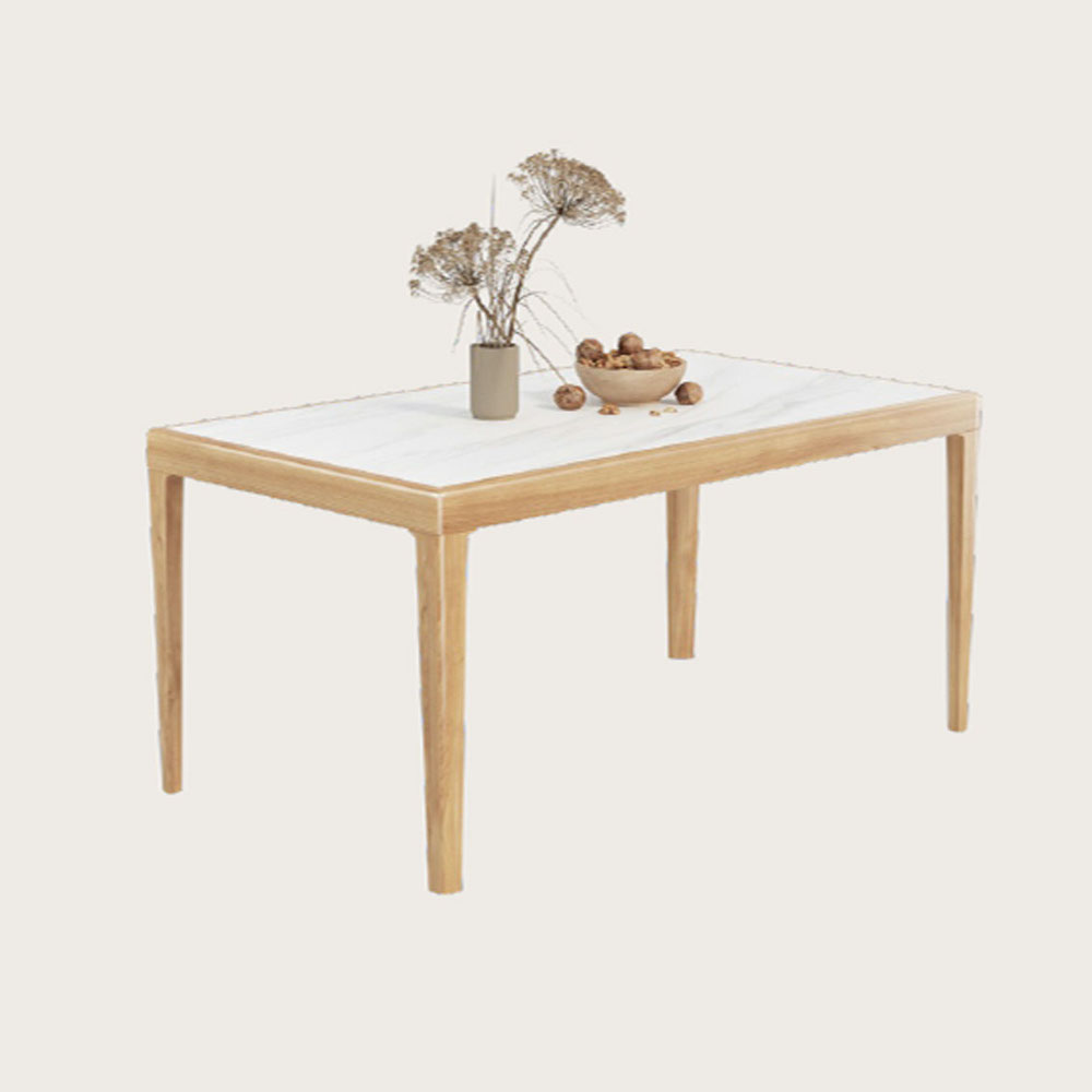 橙家居·家具 /預購/侘寂系列1.6米雪山白岩板實木餐桌 S