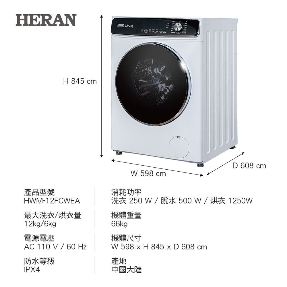 HERAN禾聯 HWM-12FCWEA - 詳情12