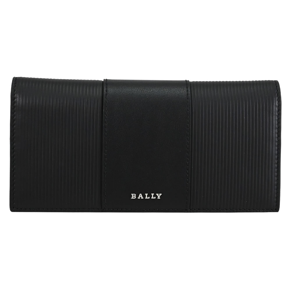 BALLY LIGOS 簡約金屬LOGO條紋小牛皮多卡對折零