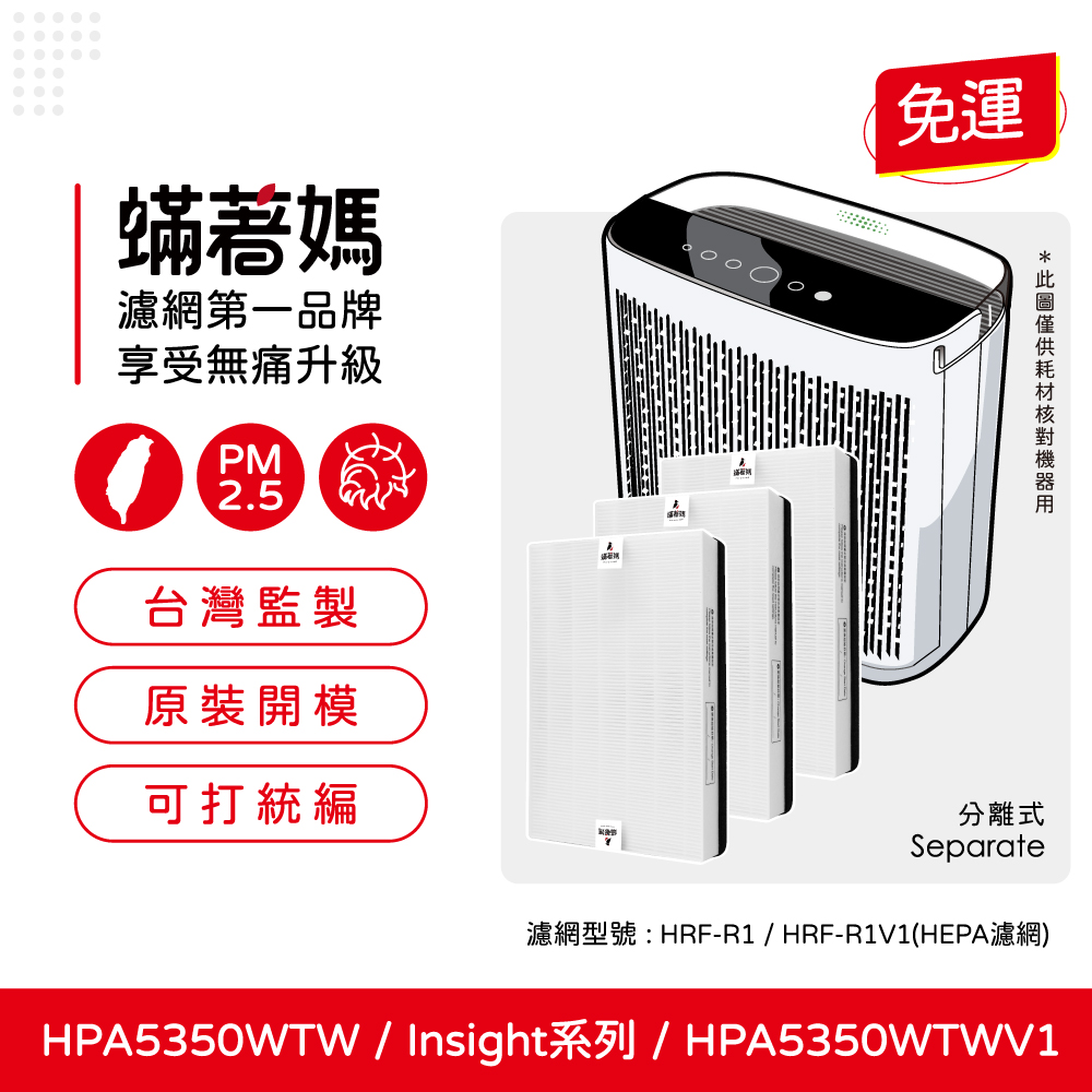 蟎著媽 HEPA濾網1套3入組(適用 Honeywell H