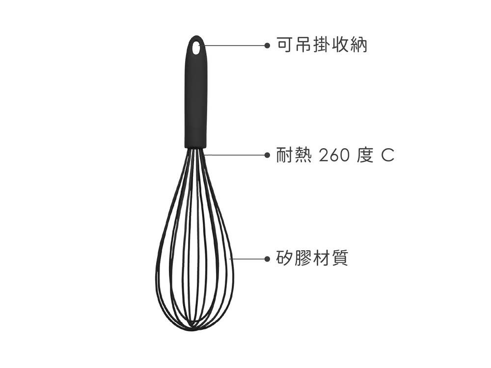 TaylorsEye 矽膠打蛋器 黑25.5cm(攪拌棒 攪