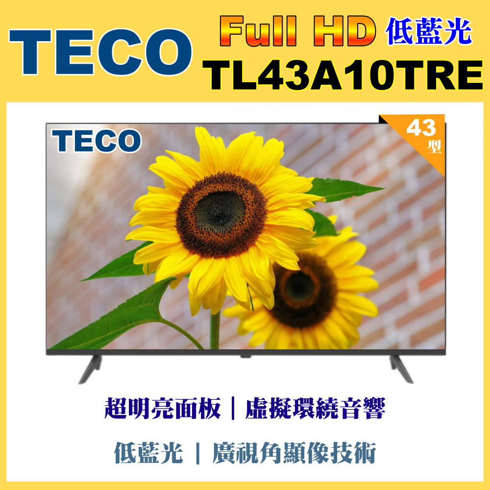 TECO 東元 43吋FHD低藍光液晶顯示器+壁掛安裝(TL