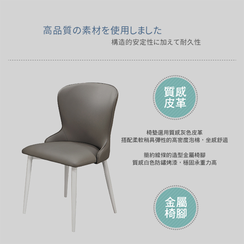 BODEN 奧蘭多灰色皮革餐椅/單椅/休閒椅/洽談椅/商業椅