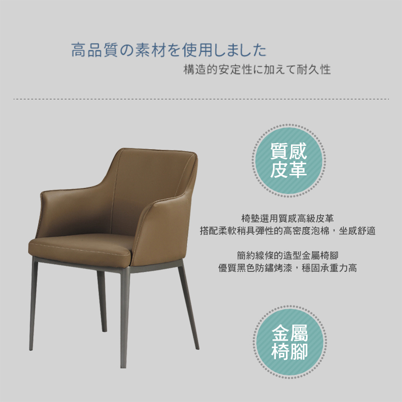 BODEN 艾爾西工業風皮革休閒單人椅/扶手餐椅/商務洽談椅