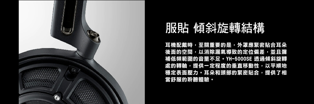 補低頻範圍的音量不足。YH5000SE 透過傾斜旋轉