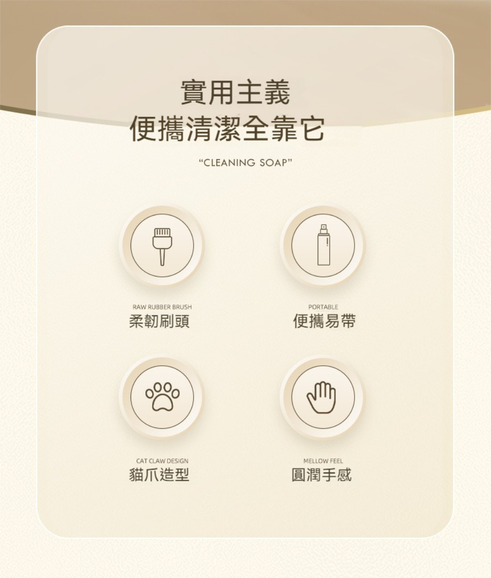 茉家 貓咪肉球自帶刷頭皂體便攜旋轉式去汙刷(1入)好評推薦