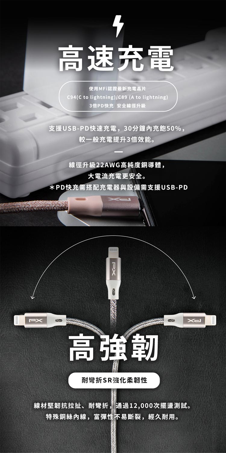 PX 大通 UCL-1G USB-C Lightning蘋果