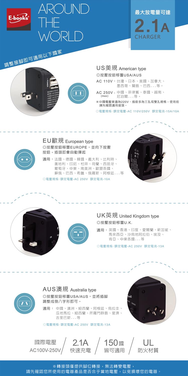 B70 雙孔USB萬國轉接頭充電器優惠推薦