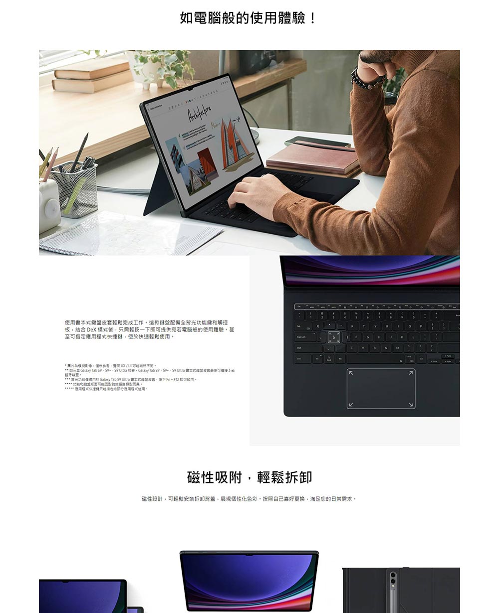 SAMSUNG 三星 Tab S9 Ultra 書本式鍵盤皮