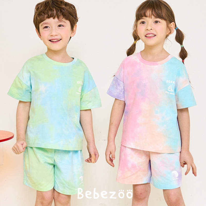 BebeZoo 彩色渲染圖案短袖上衣+短褲套裝2件組(TM2