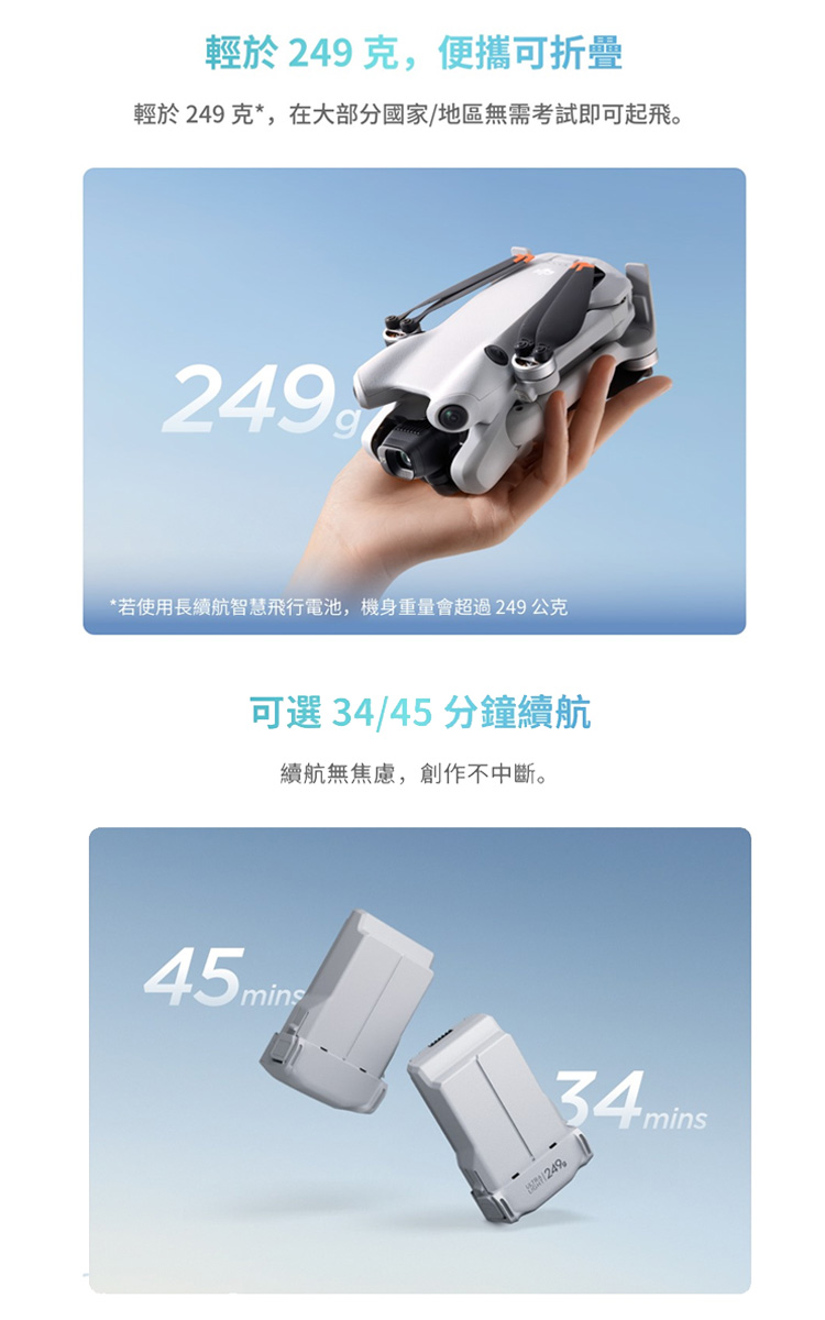 DJI MINI 4 PRO 帶屏組暢飛套裝+256G記憶卡