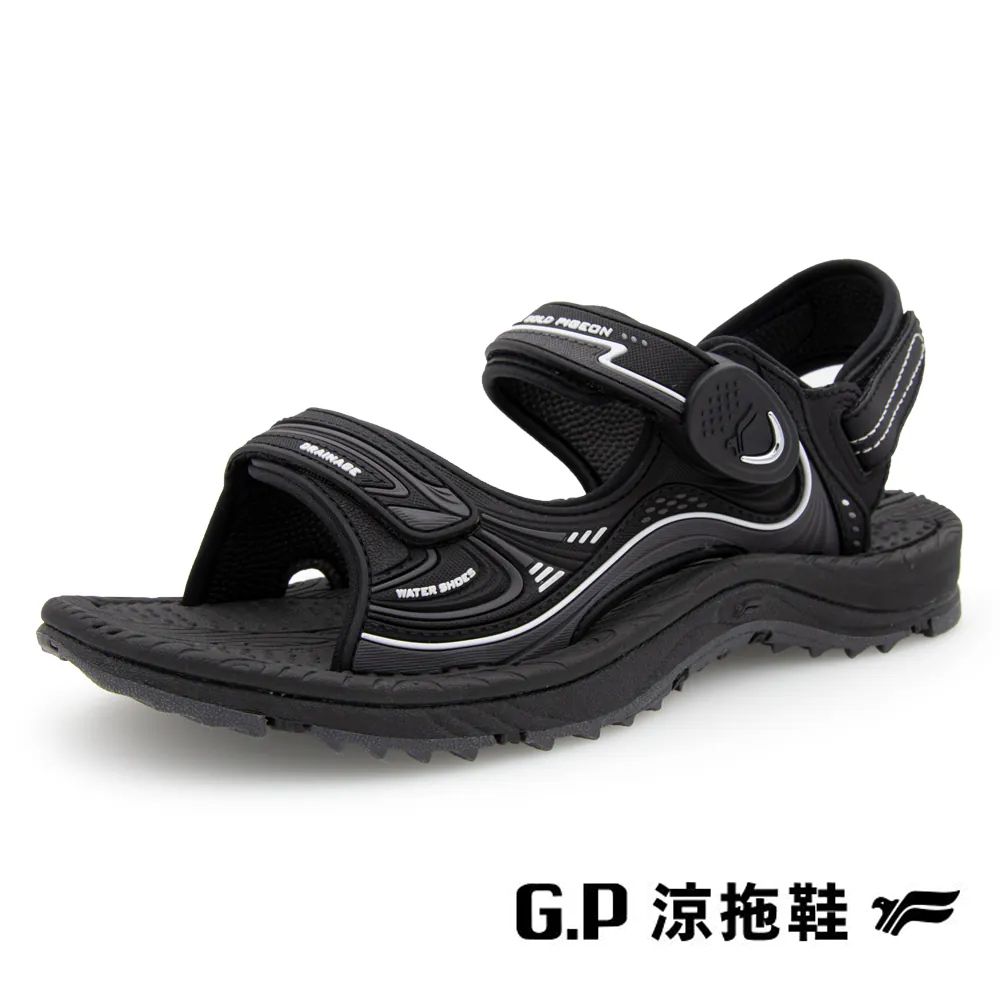 G.P EFFORT+戶外休閒磁扣涼拖鞋 女鞋(黑色)品牌優
