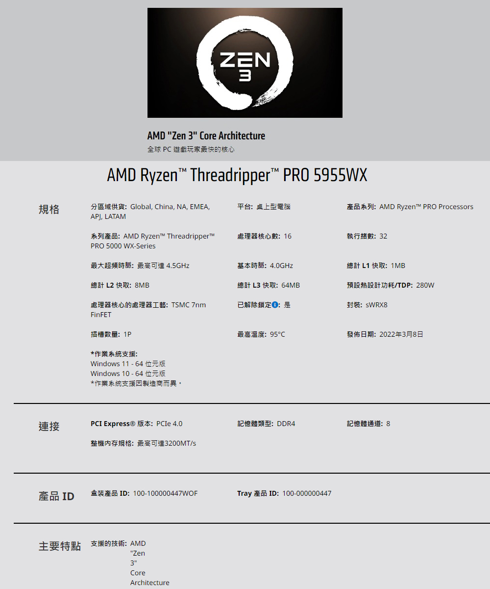 AMD 超微 Ryzen Threadripper PRO 