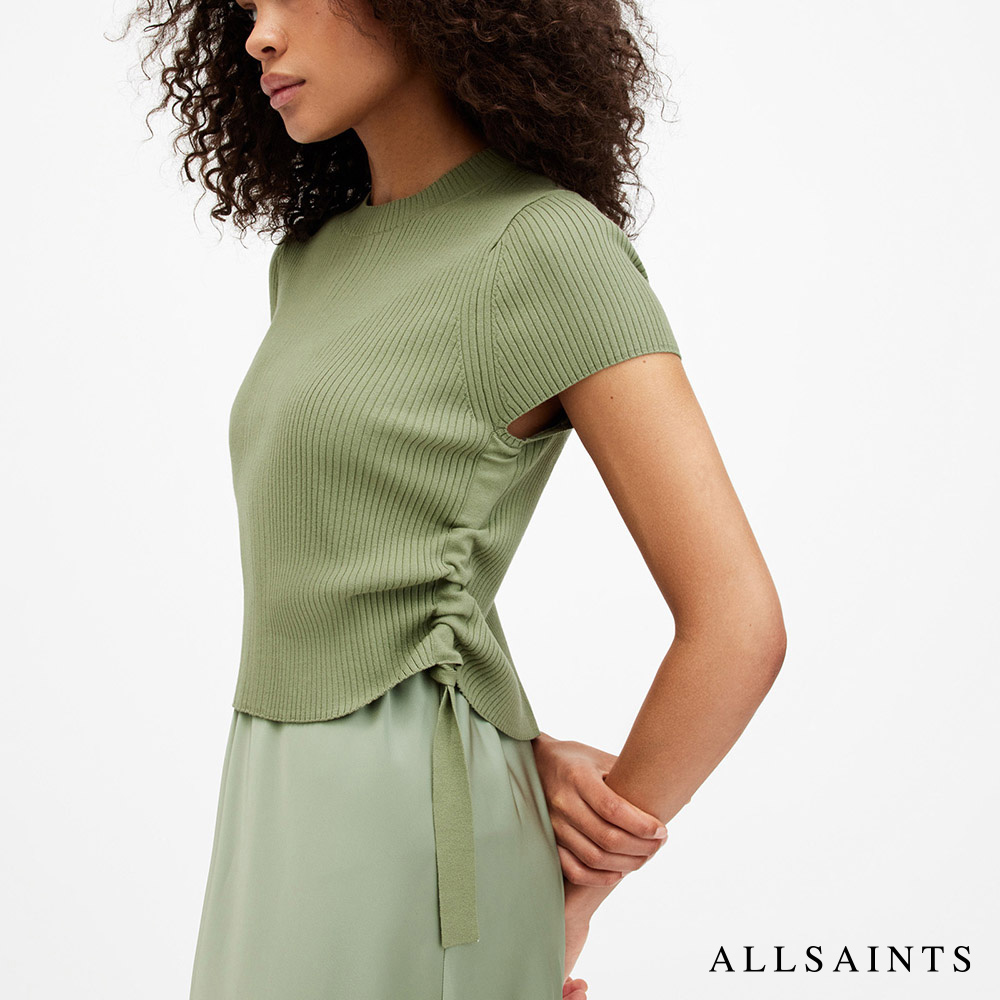 ALLSAINTS HAYES 兩件式人造絲細肩洋裝-綠 W