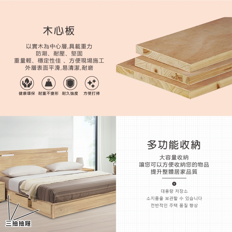 AS 雅司設計 AS雅司-晚安曲5尺三抽屜床底-151.5×