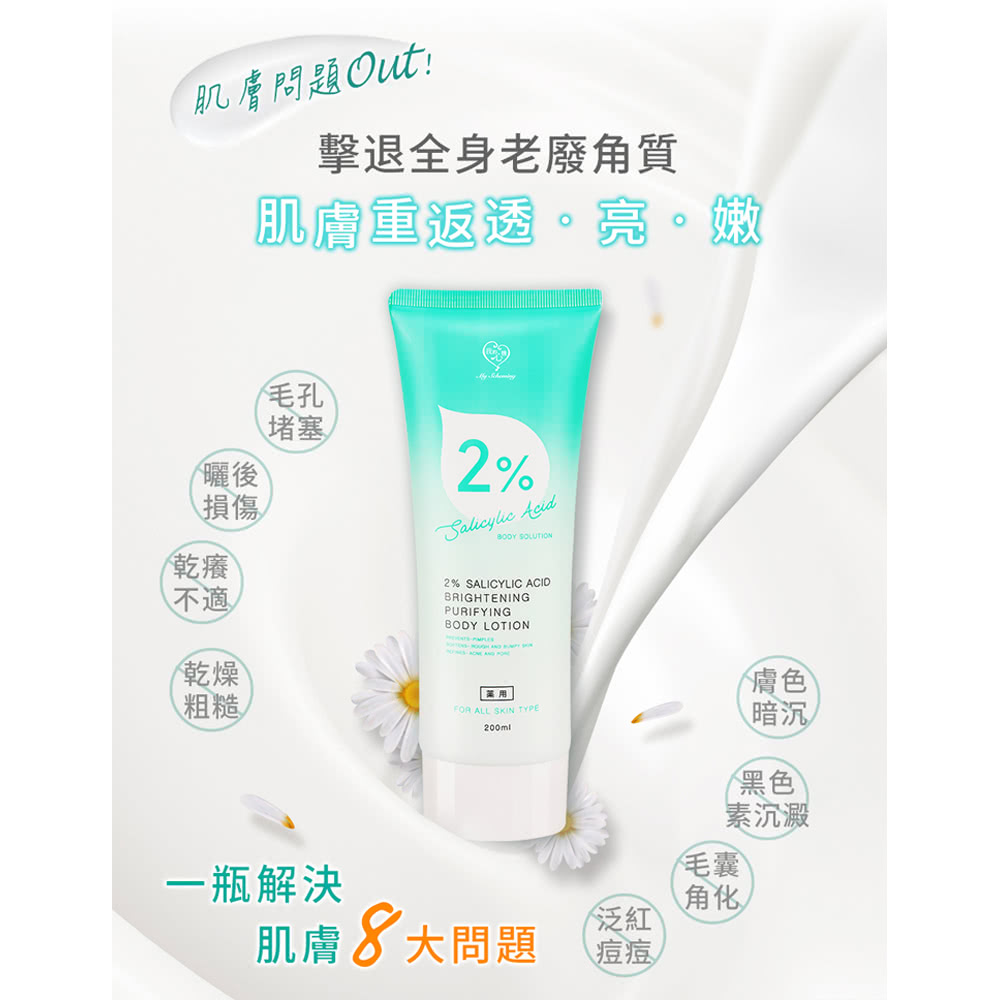 我的心機 2%水楊酸補水淨白身體乳*2瓶(200ml/瓶)品