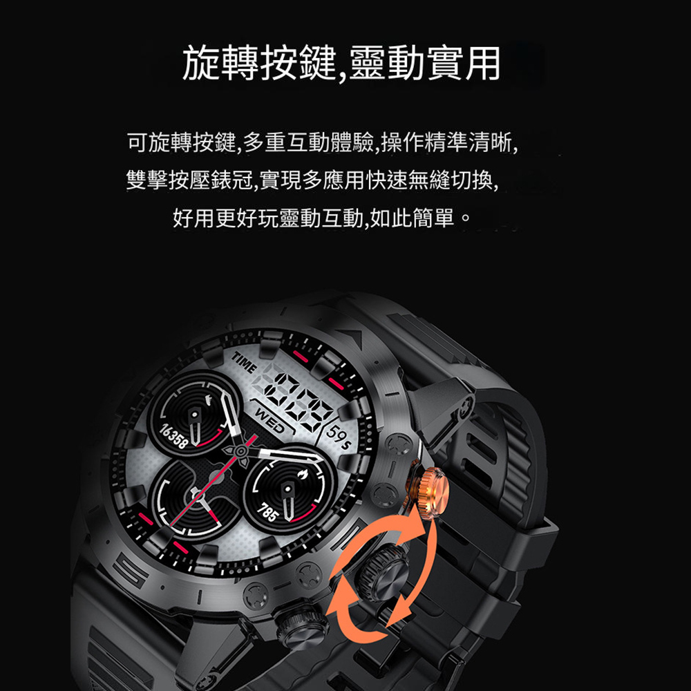 旋轉按鍵,靈動實用 可旋轉按鍵,多重互動體驗,操作精準清晰, 雙擊按壓錶冠,實現多應用快速無縫切換, 好用更好玩靈動互動,如此簡單。 