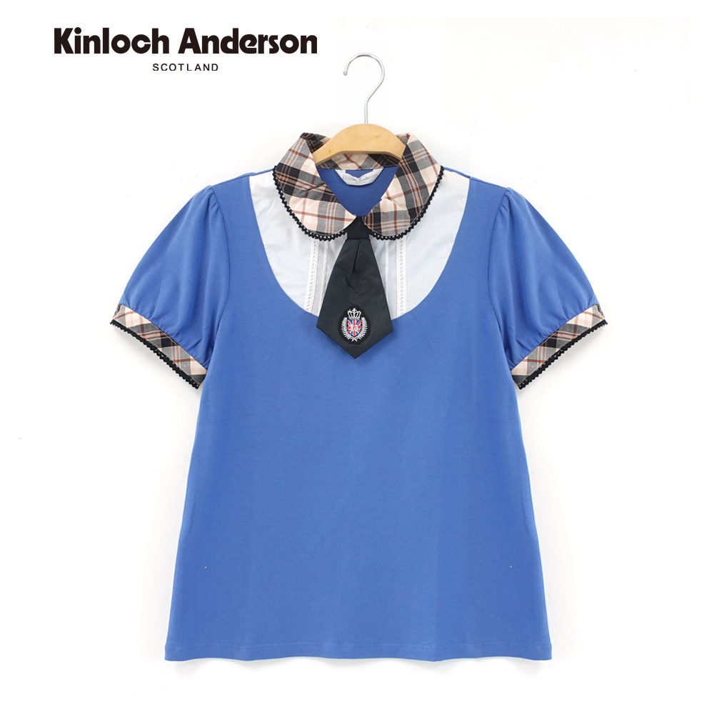 Kinloch Anderson 小圓領蕾絲假兩件短袖上衣 