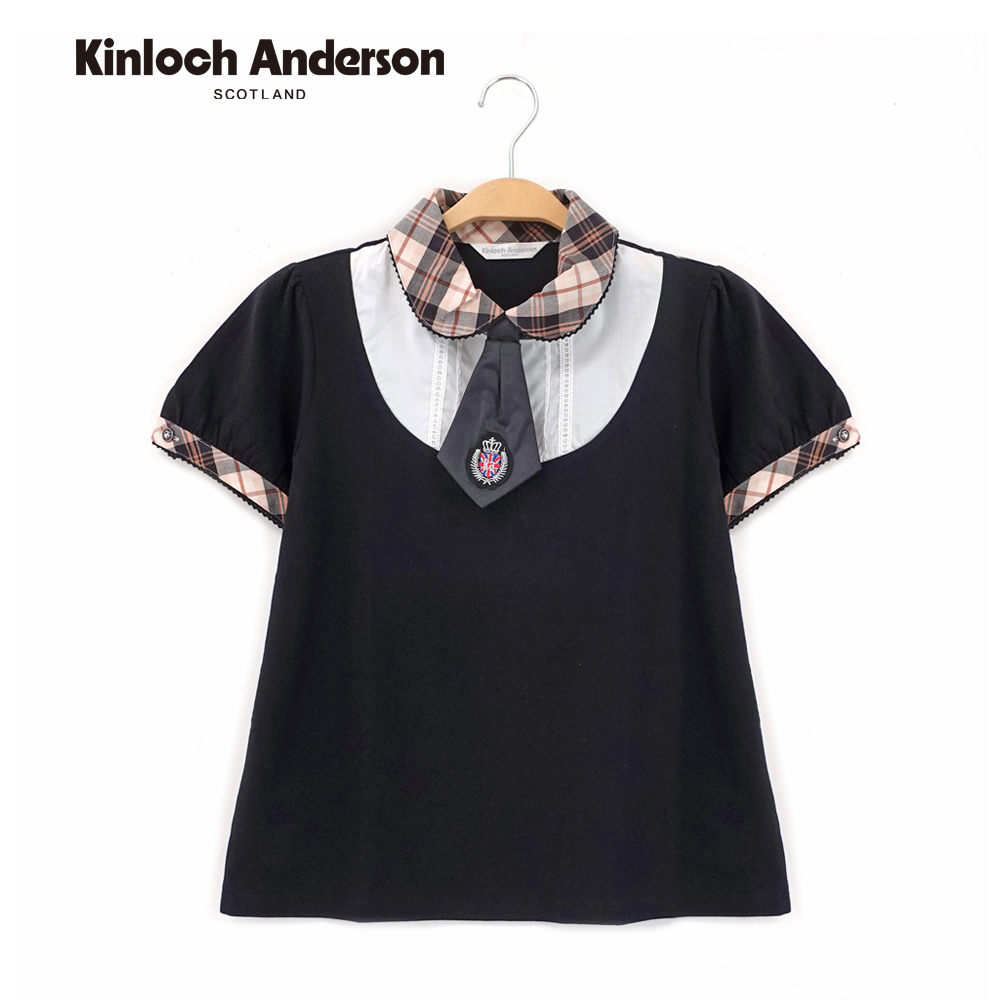 Kinloch Anderson 小圓領蕾絲假兩件短袖上衣 