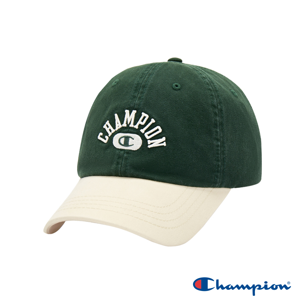 Champion 官方直營-刺繡LOGO拚色棒球帽(綠米色)