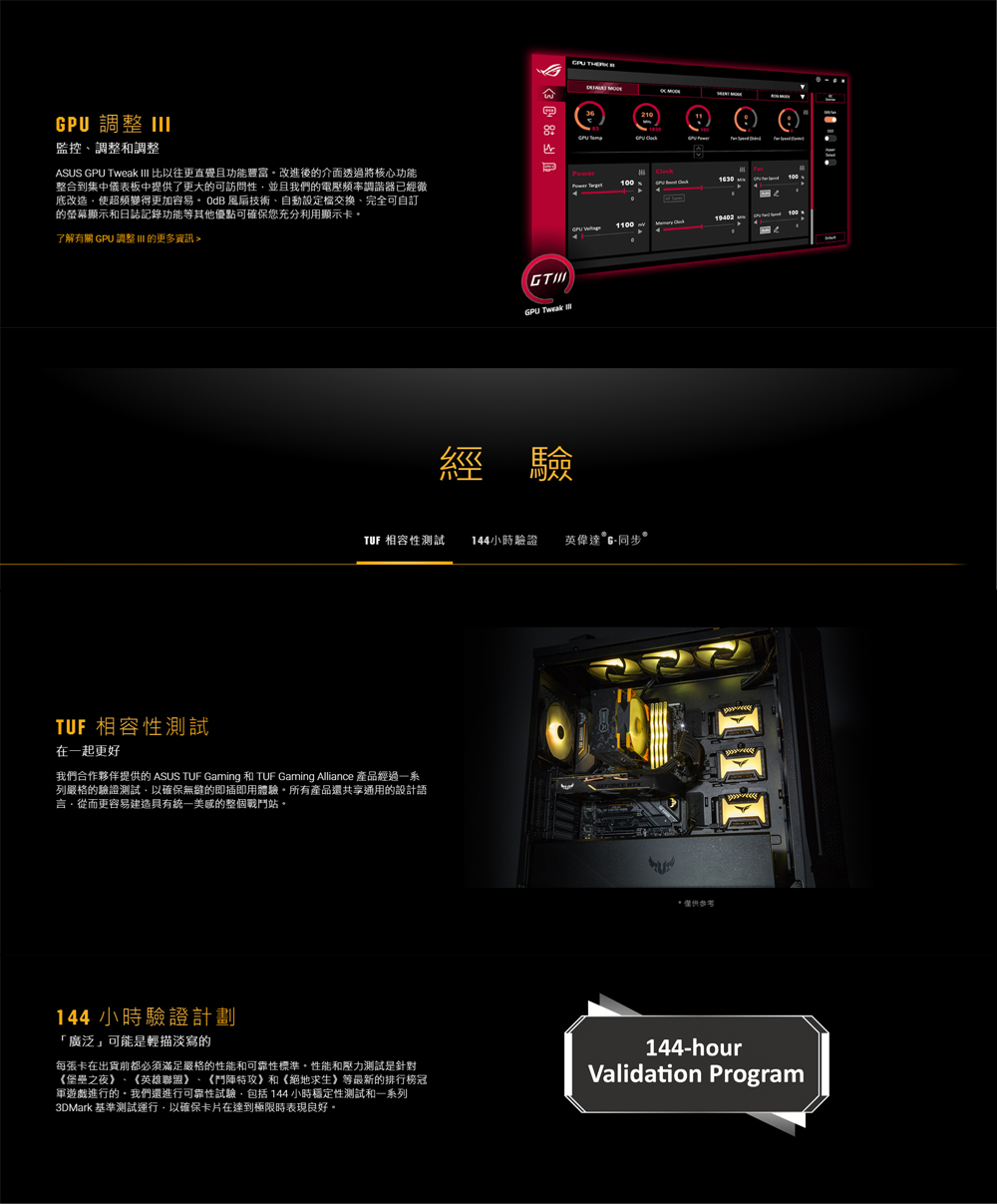 我們合作夥伴提供的 ASUS TUF Gaming 和 TUF Gaming Alliance 產品經過一系