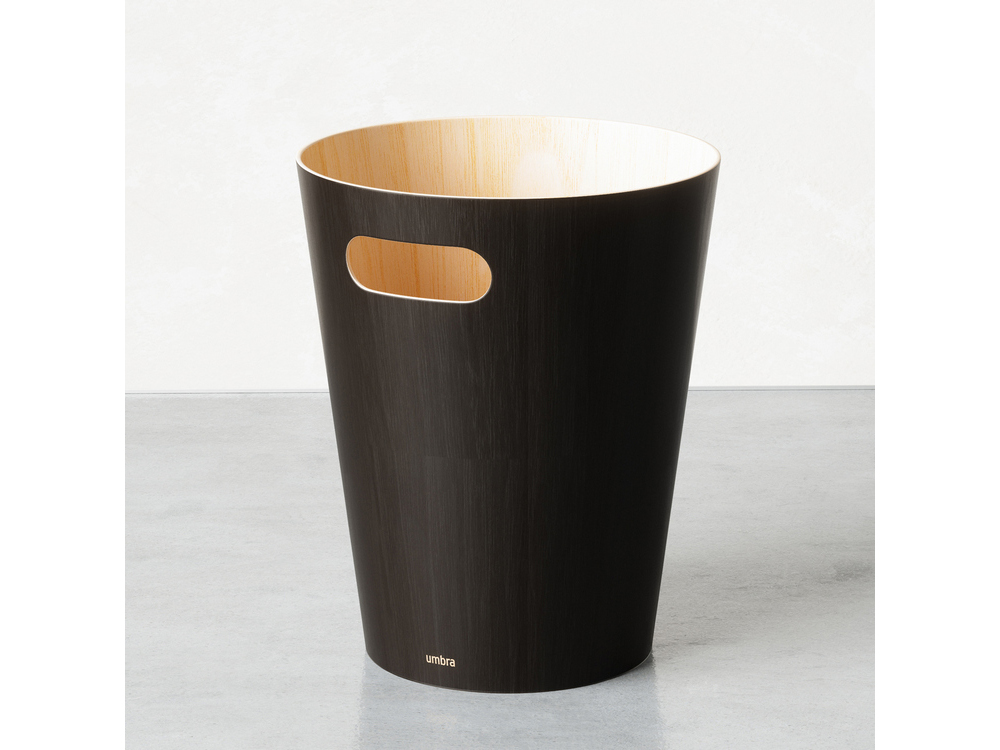UMBRA Woodrow木紋垃圾桶 墨黑7.5L(無蓋垃圾