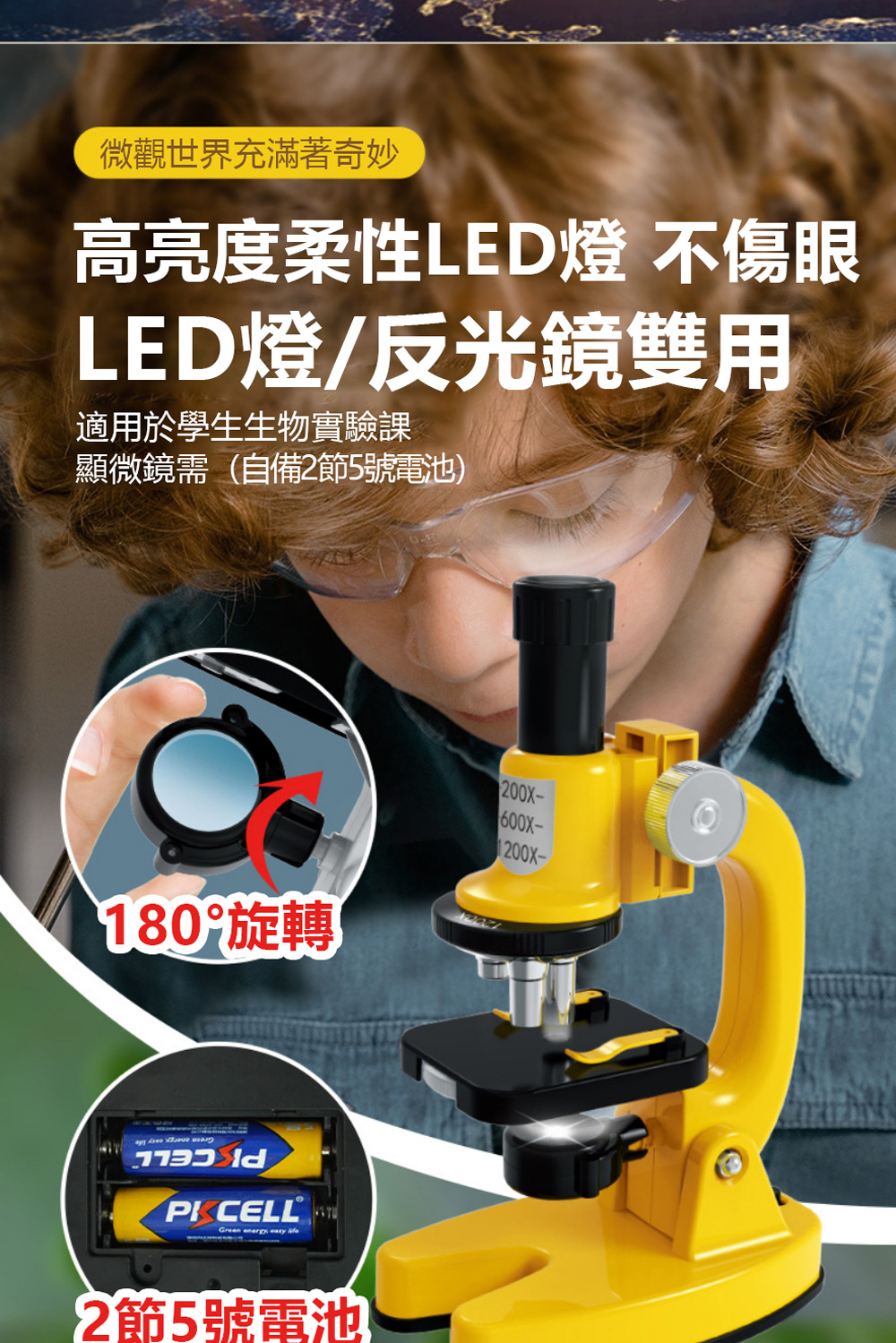 IDREES 伊德萊斯 1200倍光學顯微鏡 LED補光燈手
