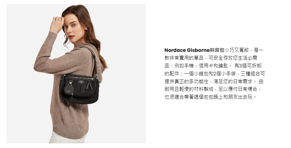 Nordace Gisborne 黑色斜背包(日常及通勤上班