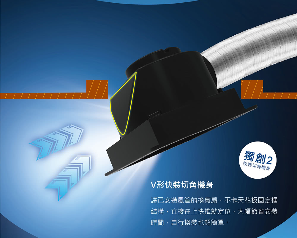 讓已安裝風管的換氣扇,不卡天花板固定框