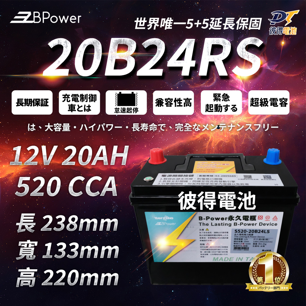 EzBPower 20B24RS 超級電容 鋰鐵電池 歐規電