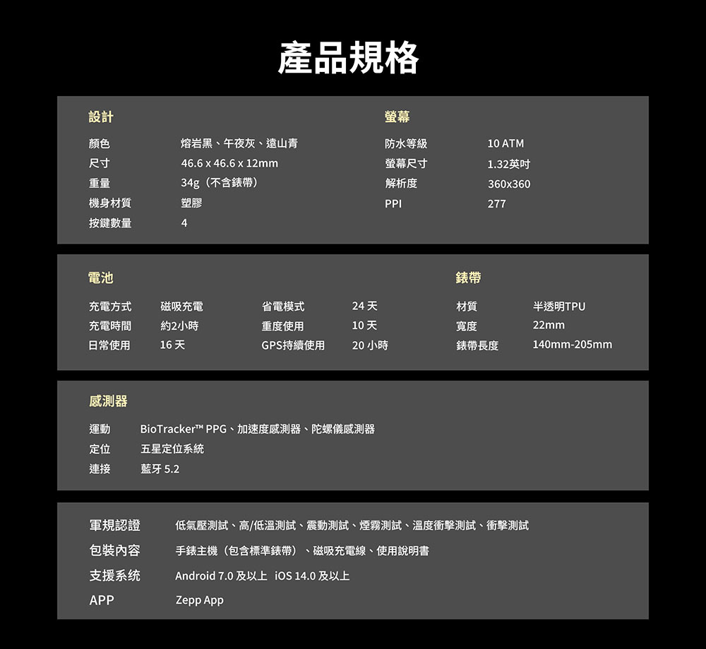 低氣壓測試、高低溫測試、震動測試、煙霧測試、溫度衝擊測試、衝擊測試