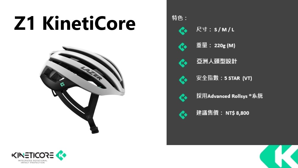 LAZER Z1 KinetiCore 自行車安全帽 白色好