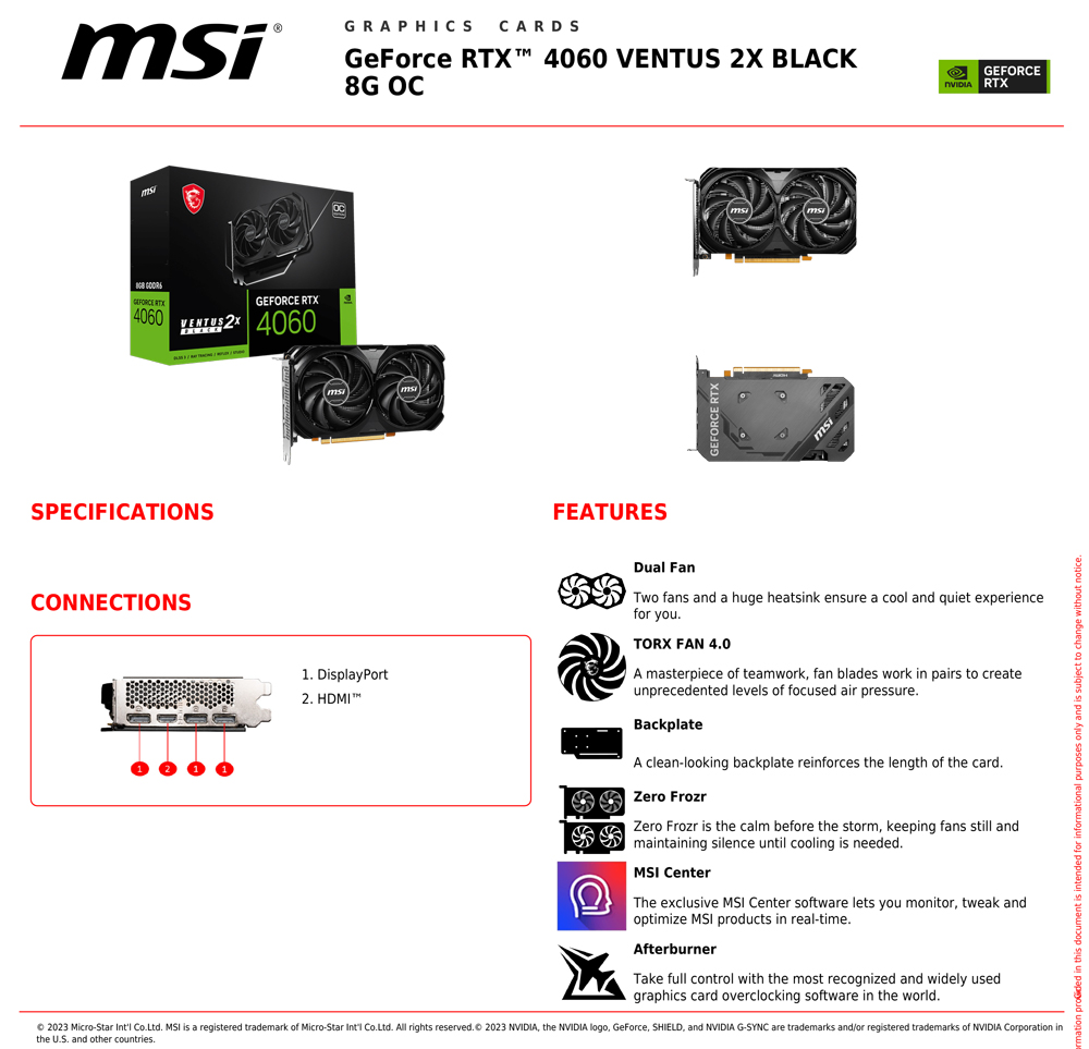 MSI 微星 RTX 4060 VENTUS 2X BLAC