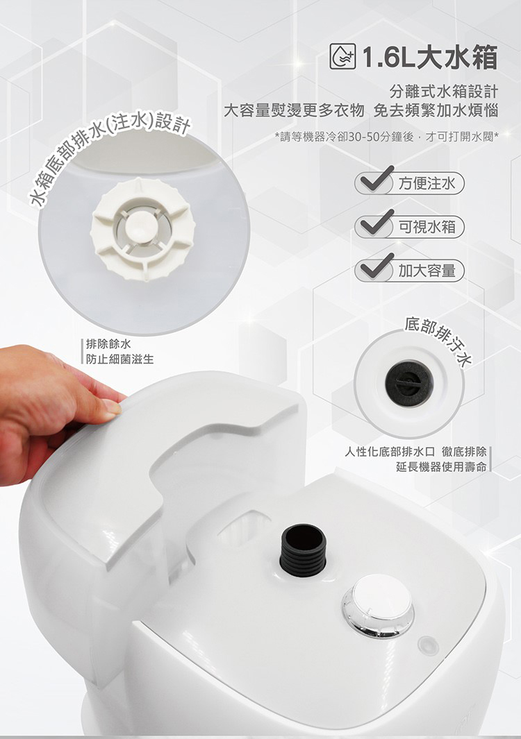 請等機器冷卻3050分鐘後,才可打開水閥