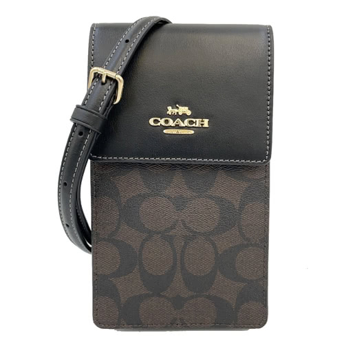 COACH C LOGO拉鍊零錢袋手機小斜背包(深咖) 推薦