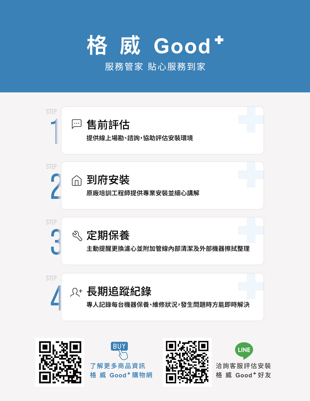 威 d+家淨化 美進化服務管家尊榮到府服務內容更換濾芯機器保養運轉測試服務親切信賴格Goo T放心把家交給我們像朋友一樣零距離提供尊榮服務,值得信任
