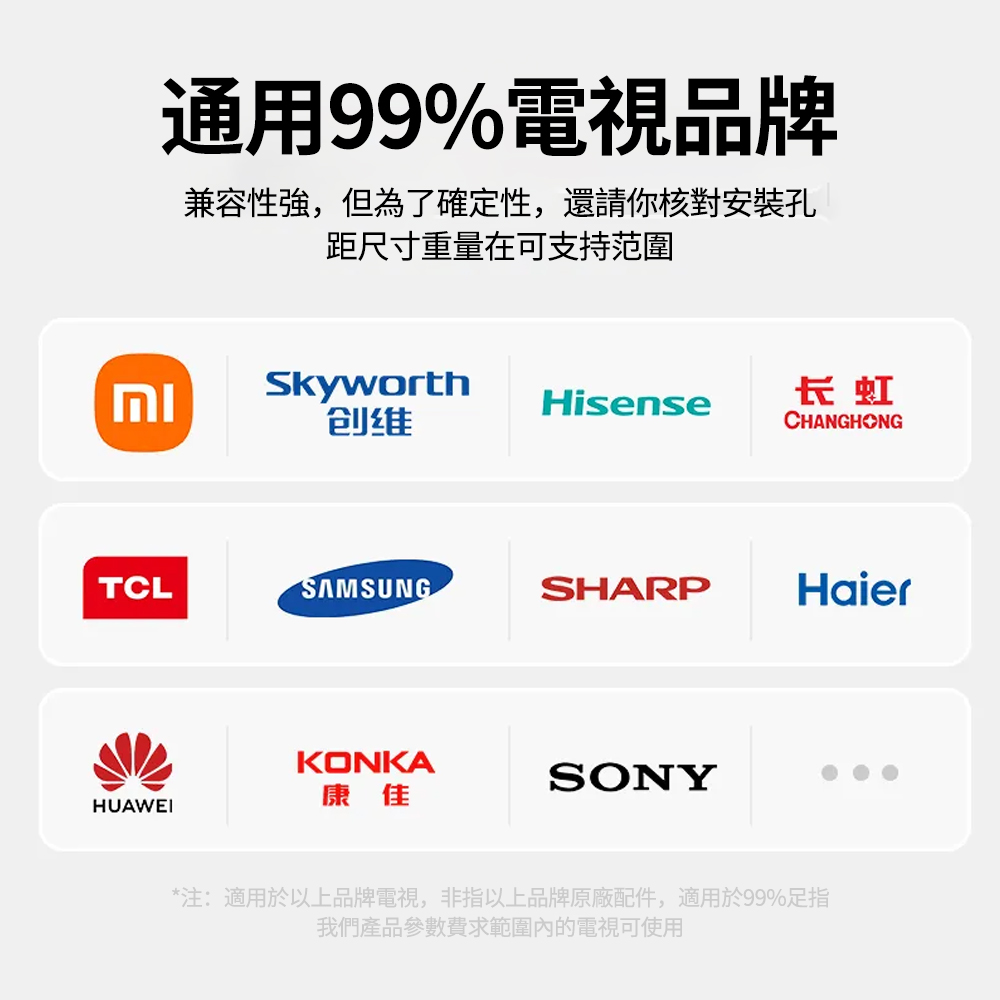 注適用於以上品牌電視,非指以上品牌原廠配件,適用於99%足指