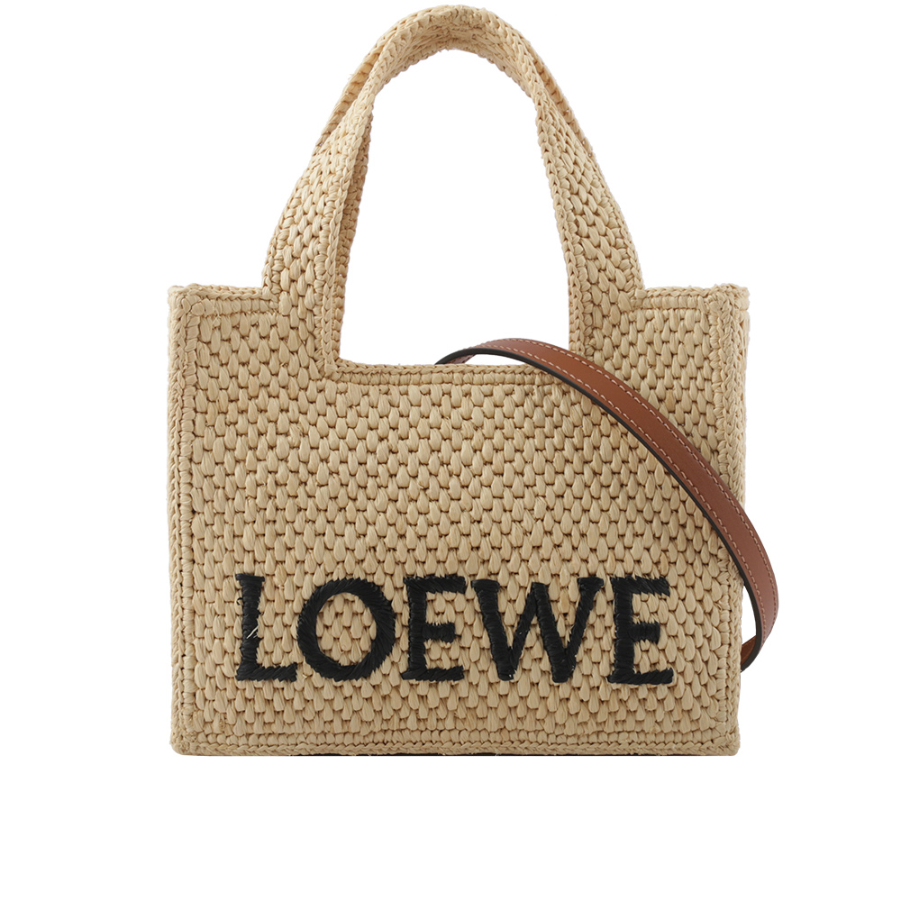 LOEWE 羅威 Logo 標誌酒椰纖維迷你二用包(自然色)