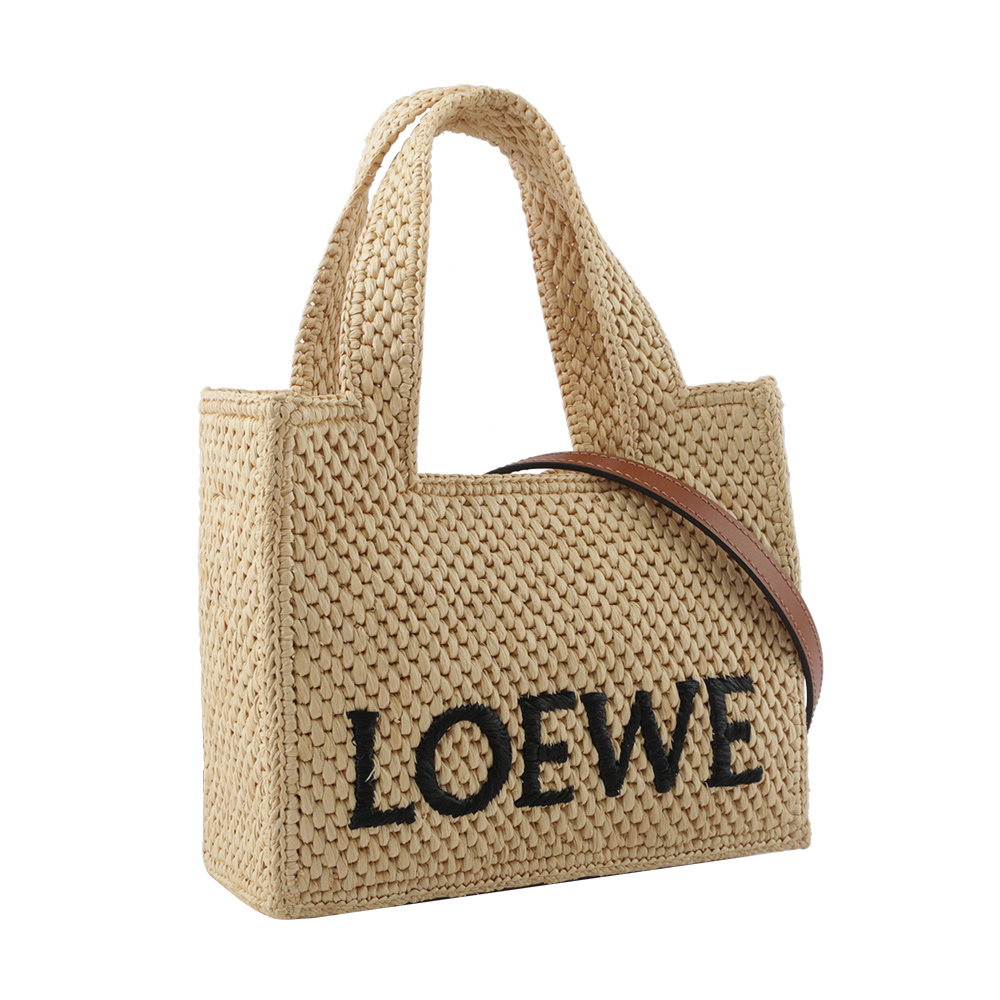 LOEWE 羅威 Logo 標誌酒椰纖維迷你二用包(自然色)