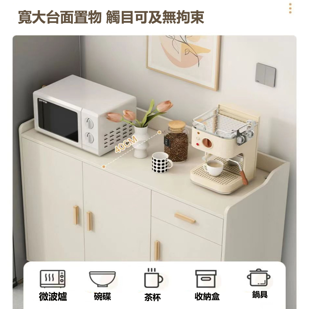 寬大台面置物 觸目可及無拘束 微波爐 碗碟 茶杯 收納盒 鍋具 