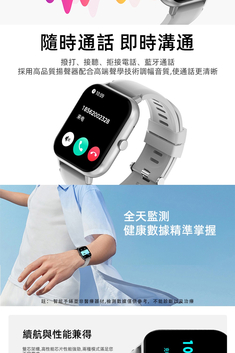 註 智能手錶並非醫療器材,檢測數據僅供參考,不能診斷以及治療